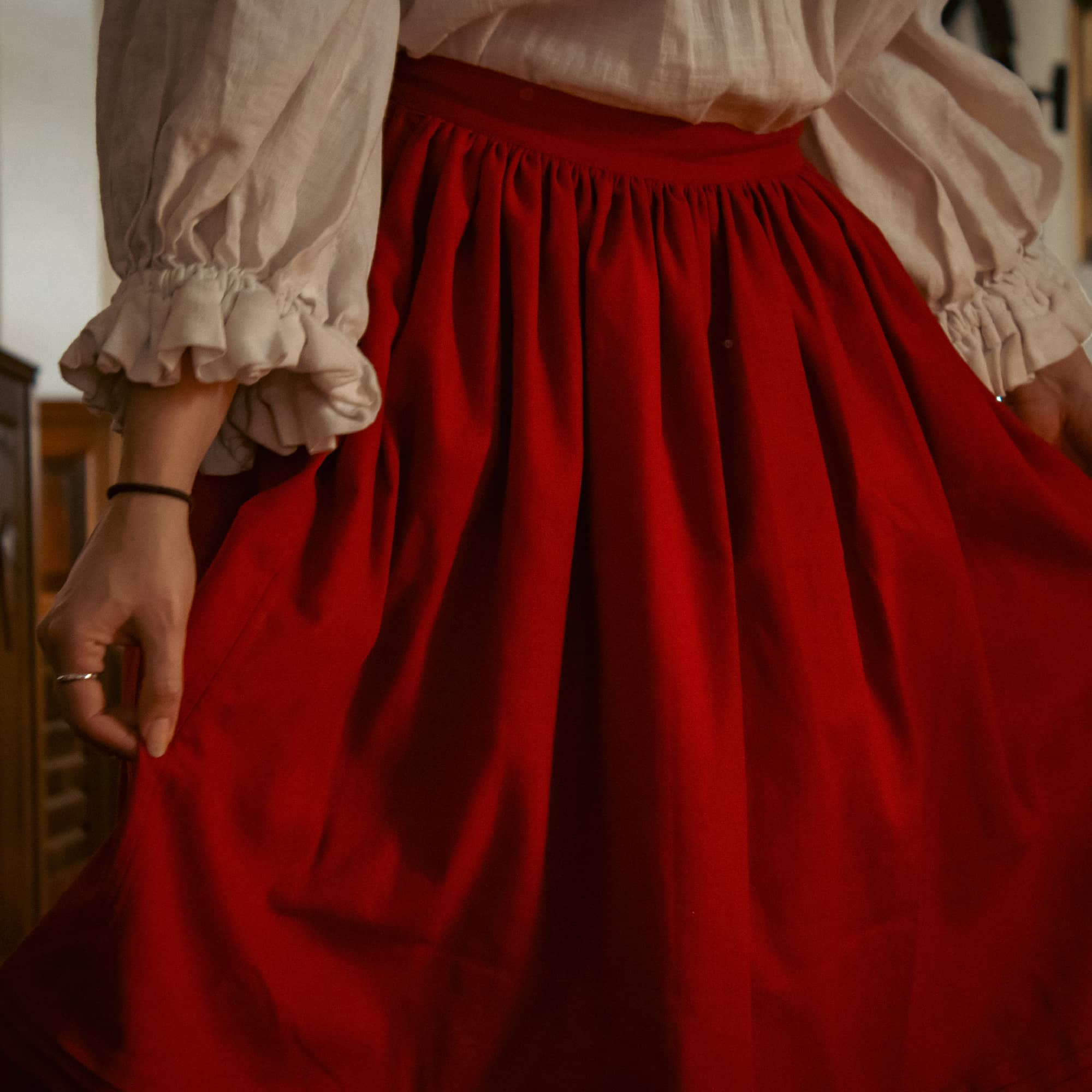 Adjustable Split-Side Wrap Skirt with Deep Pockets