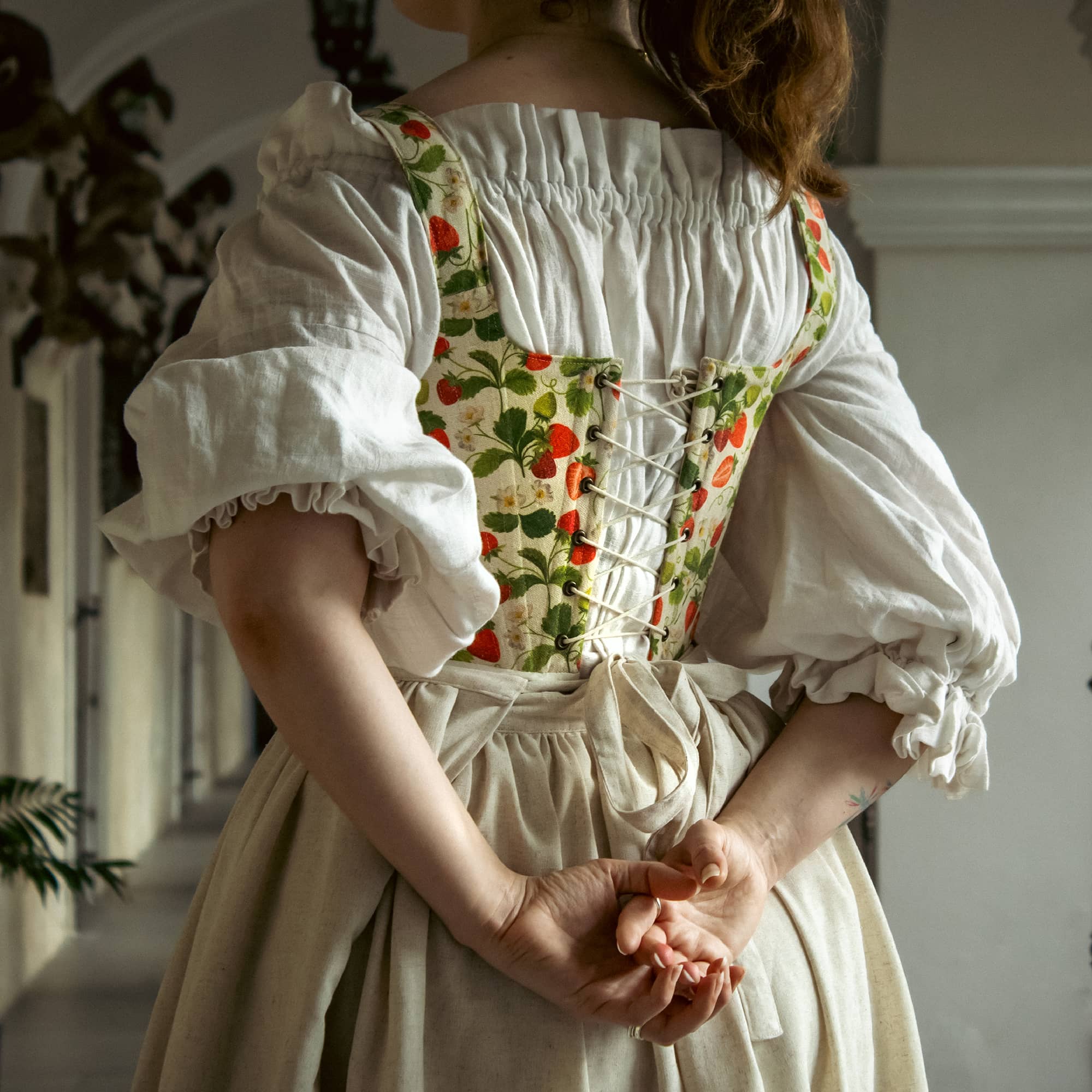 Corset with Back Lacing and Lace Detailing in the Front