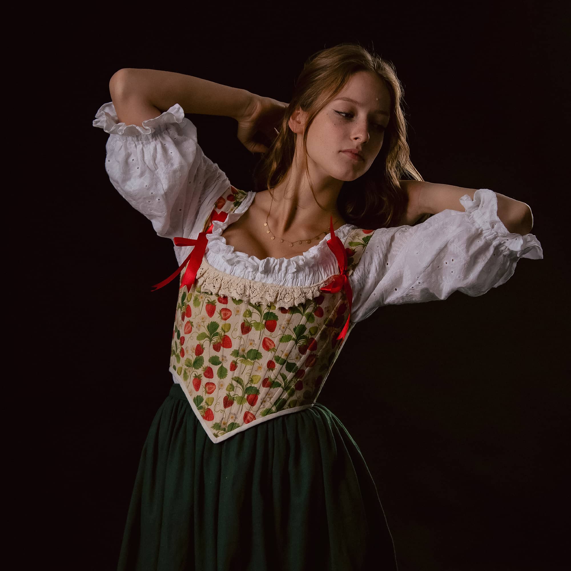 Corset with Back Lacing and Lace Detailing in the Front