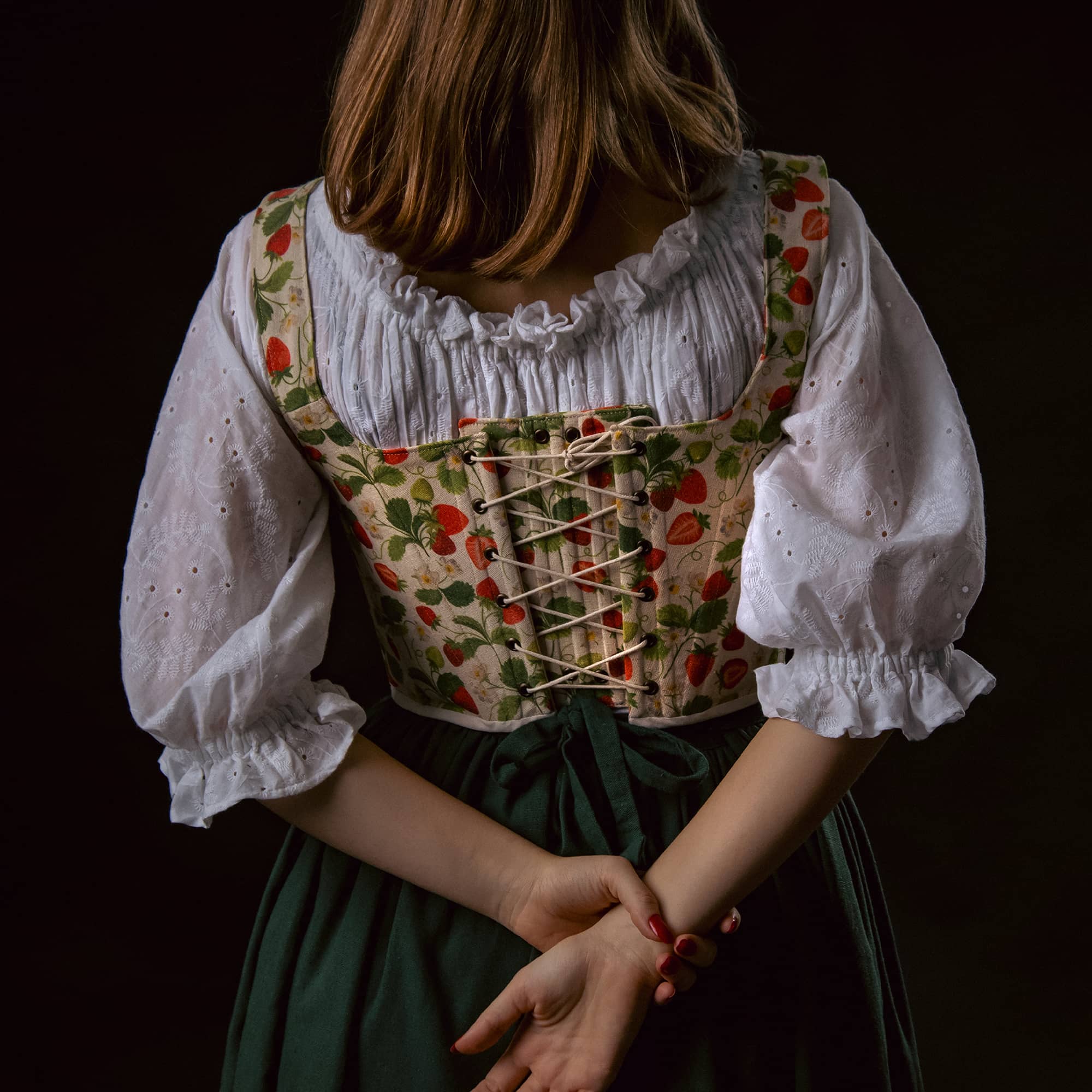 Corset with Back Lacing and Lace Detailing in the Front