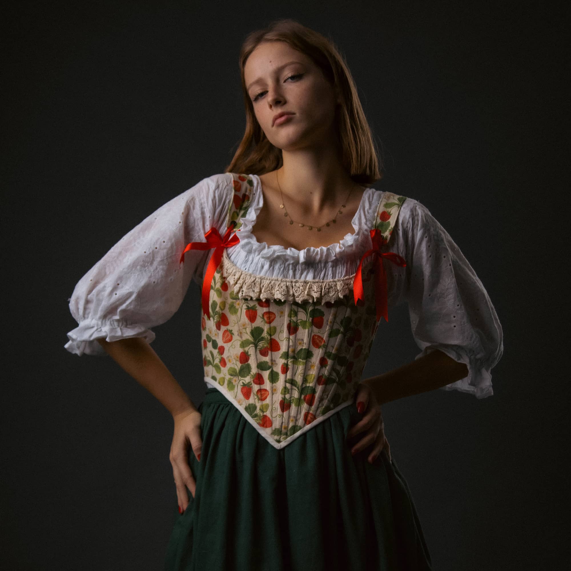 Corset with Back Lacing and Lace Detailing in the Front